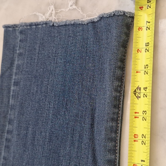 Judy Blue Dark Wash Distressed‎ Bootcut Fit Midrise Jeans Sz 14W Flare Stretch - Picture 5 of 9